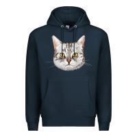 Navy American Shorthair Cat Face Premium Hoodie - LillyAllenDesigns