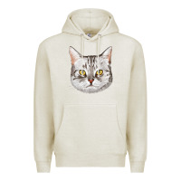 Oatmeal Heather American Shorthair Cat Face Premium Hoodie - LillyAllenDesigns