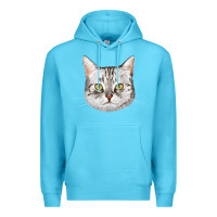 Ocean Blue American Shorthair Cat Face Premium Hoodie - LillyAllenDesigns