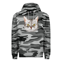 Slate Camo American Shorthair Cat Face Premium Hoodie - LillyAllenDesigns