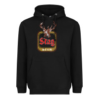 Black Vintage Stag Beer, distressed Heavyweight Hoodie - Craftify