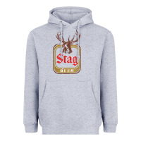 Heather Grey Vintage Stag Beer, distressed Heavyweight Hoodie - Craftify