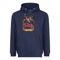 Navy Vintage Stag Beer, distressed Heavyweight Hoodie - Craftify