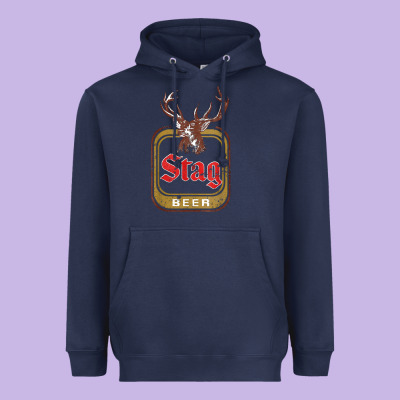Vintage Stag Beer, Distressed Heavyweight Hoodie Designed By Craftify