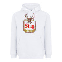 White Vintage Stag Beer, distressed Heavyweight Hoodie - Craftify