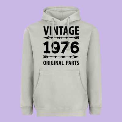 Vintage 1976 Original Parts Heavyweight Hoodie Designed By Craftify