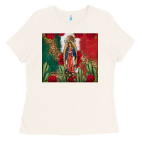 Bone Our Lady Of Guadalupe Mexican Flag Roses Cactus Ladies Tee - FaDigitalArtStudio