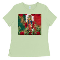 Matcha Our Lady Of Guadalupe Mexican Flag Roses Cactus Ladies Tee - FaDigitalArtStudio
