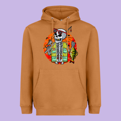 Skeleton Fishing Lover Moon Halloween Costume Fish Heavyweight Hoodie Designed By Craftify