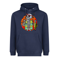 Navy skeleton fishing lover moon halloween costume fish Heavyweight Hoodie - Craftify