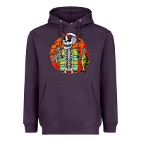 Plum skeleton fishing lover moon halloween costume fish Heavyweight Hoodie - Craftify