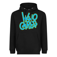 Black who cares Heavyweight Hoodie - Craftify