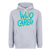 Heather Grey who cares Heavyweight Hoodie - Craftify