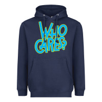 Navy who cares Heavyweight Hoodie - Craftify
