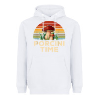 White vintage sunset porcini mushroom hunting boletus edulis t shirt Heavyweight Hoodie - Craftify