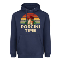 Navy vintage sunset porcini mushroom hunting boletus edulis t shirt Heavyweight Hoodie - Craftify