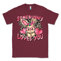 Burgundy Somebunny loves you Easter Day Classic Tee - CowGirlArtShop