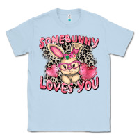 Dusty Blue Somebunny loves you Easter Day Classic Tee - CowGirlArtShop