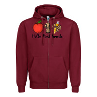 Burgundy hello first grade leopard 3200x2400 Zipper Hoodie - AdoDesignShop