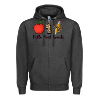 Charcoal Heather hello first grade leopard 3200x2400 Zipper Hoodie - AdoDesignShop