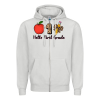 Dove Grey hello first grade leopard 3200x2400 Zipper Hoodie - AdoDesignShop