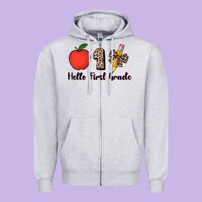 Hello First Grade Leopard 3200x2400 Zipper Hoodie Designed By Adodesignshop