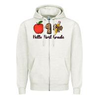 Oatmeal Heather hello first grade leopard 3200x2400 Zipper Hoodie - AdoDesignShop