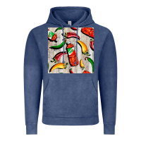 Vintage Denim mexican chili and pepper seamless pattern Vintage Hoodie - BundleAndBundleShop