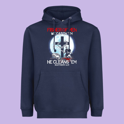 Fisher Of Men We Catch  Em He Cleans  Em Matthew 4 19 Heavyweight Hoodie Designed By Craftify