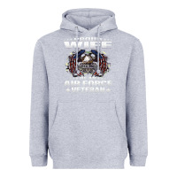 Heather Grey proud wife of an air force veteran military vet spouse gifts premium m Heavyweight Hoodie - Craftify