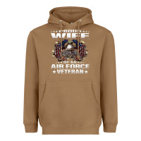 Toasted Coconut proud wife of an air force veteran military vet spouse gifts premium m Heavyweight Hoodie - Craftify