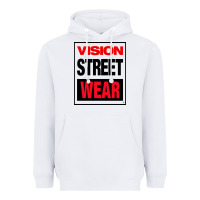 White VISION STREET WEAR Heavyweight Hoodie - InspiraDesign