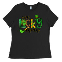 Black One lucky mom St. Patrick's Ladies Tee - OliviaCreatesArt