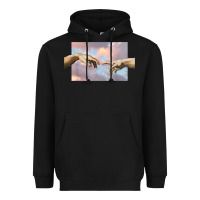 Black creation of adam hands aesthetic t shirt Heavyweight Hoodie - InspiraDesign