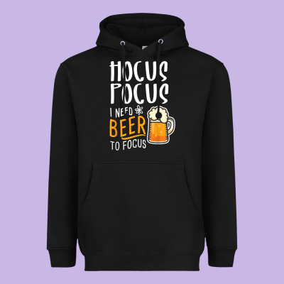 Hocus Pocus I Need Beer To Focus Funny Halloween Witch 1 Heavyweight Hoodie Designed By Inspiradesign