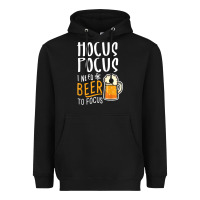 Black Hocus Pocus I Need Beer To Focus Funny Halloween Witch 1 Heavyweight Hoodie - InspiraDesign