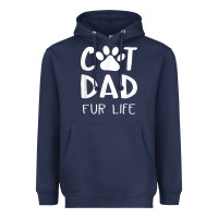 Navy funny cat dad fathers day gift shirt fur life cat tee Heavyweight Hoodie - InspiraDesign