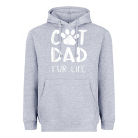 Heather Grey funny cat dad fathers day gift shirt fur life cat tee Heavyweight Hoodie - InspiraDesign