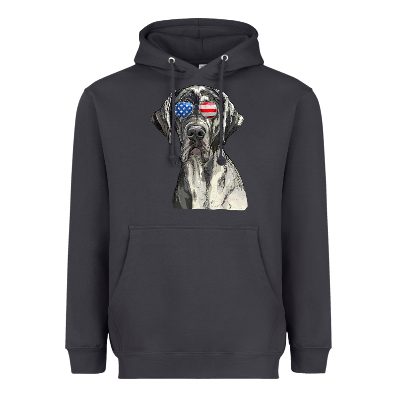 Great Dane Sunglasses American Usa Flag 4th Of July Fourth T Shirt Heavyweight Hoodie by InspiraDesign | Teevron