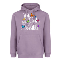 Lavender With God All Things Are Possible  Religious Butterfly Art Heavyweight Hoodie - InspiraDesign