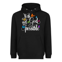 Black With God All Things Are Possible  Religious Butterfly Art Heavyweight Hoodie - InspiraDesign