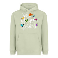 Matcha With God All Things Are Possible  Religious Butterfly Art Heavyweight Hoodie - InspiraDesign