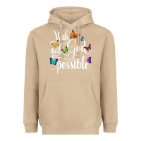 Mushroom With God All Things Are Possible  Religious Butterfly Art Heavyweight Hoodie - InspiraDesign