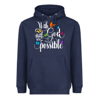 Navy With God All Things Are Possible  Religious Butterfly Art Heavyweight Hoodie - InspiraDesign
