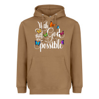 Toasted Coconut With God All Things Are Possible  Religious Butterfly Art Heavyweight Hoodie - InspiraDesign