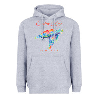 Heather Grey Cedar Key Florida Watercolor Sea Turtle Sweatshirt Heavyweight Hoodie - InspiraDesign