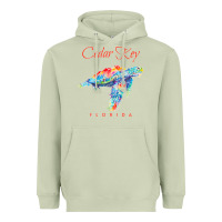 Matcha Cedar Key Florida Watercolor Sea Turtle Sweatshirt Heavyweight Hoodie - InspiraDesign