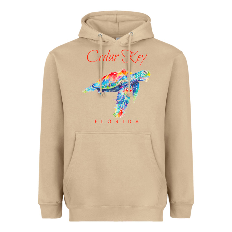 Cedar Key Florida Watercolor Sea Turtle Sweatshirt Heavyweight Hoodie by InspiraDesign | Teevron