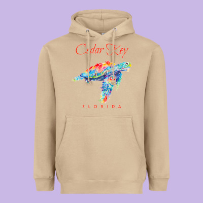 Cedar Key Florida Watercolor Sea Turtle Sweatshirt Heavyweight Hoodie Designed By Inspiradesign