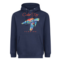 Navy Cedar Key Florida Watercolor Sea Turtle Sweatshirt Heavyweight Hoodie - InspiraDesign